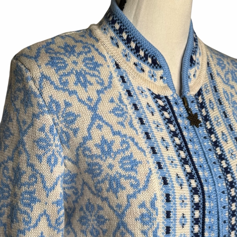 Appleseeds pale blue fair isle zip cardigan - Picture 4 of 9
